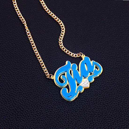 Personalized name plate jewelry wholesale factory custom laser cut acrylic necklace cuban chain suppliers